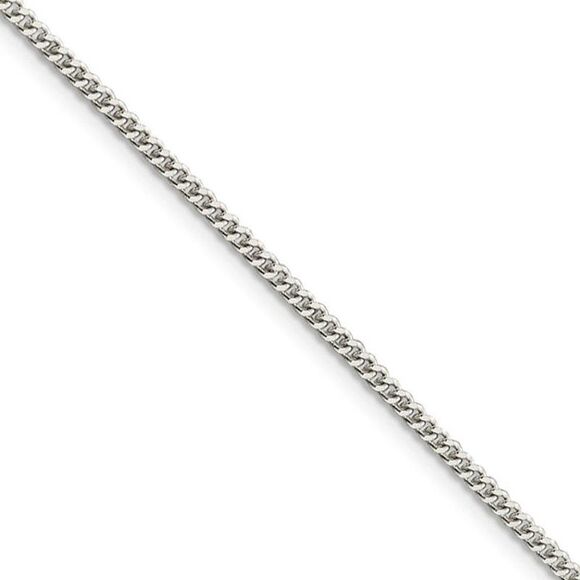 2mm Sterling Silver Solid Curb Chain Necklace 36 Inch